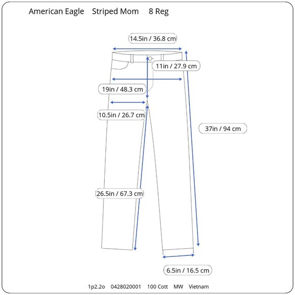 American Eagle Outfitters AEO Striped Denim Mom Tapered Leg Ankle Jeans 8 Reg 26 - Picture 9 of 9